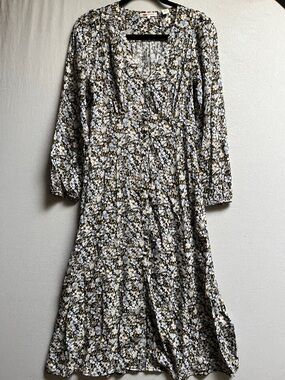 Levi’s Floral V-Neck Long Sleeve Midi Dress Sz S